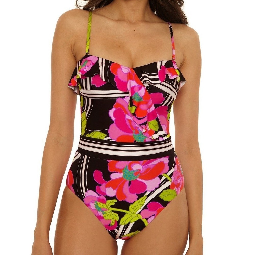 Trina Turk Bandeau One-Piece Swimsuit - Bougainvillea Women's Size 8‎